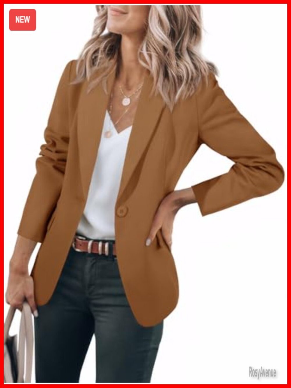 Womens Casual Blazer Long Sleeve Slim Fit One Button Work Office Suit Jacket